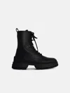Moncler 'hevea' Black Matte Leather Ankle Boots In Black