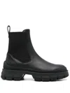 Moncler Hevea Leather Chelsea Ankle Booties In Black