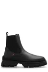 Moncler Bottes Chelsea En Cuir Hevea In Nero