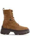 Moncler Brown Hevea Suede Lace-up Boots In 褐色