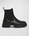 Moncler Hevea Leather Chelsea Ankle Booties In Black