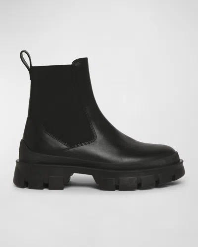 Moncler Hevea Leather Chelsea Ankle Booties In Black