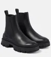 Moncler Hevea Leather Chelsea Ankle Booties In Black