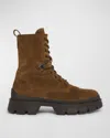 Moncler Brown Hevea Suede Lace-up Boots In Brown