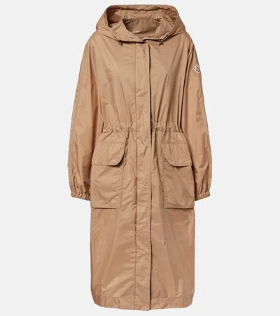 Moncler Hiengos Hooded Parka Coat Adjustable Waist In Brown