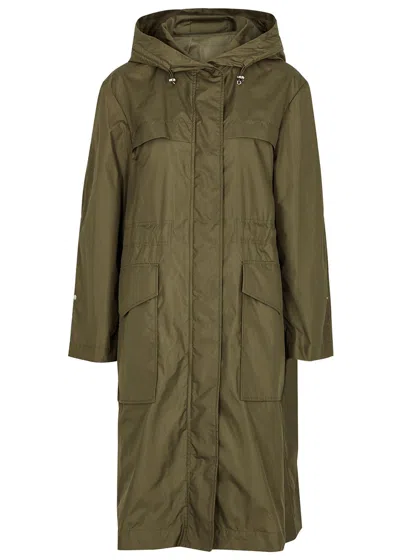 Moncler Hiengu Army Green Hooded Shell Coat In Khaki
