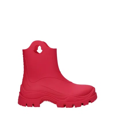 Moncler High Ankle Boots With Chunky Sole In Red
