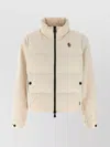 Moncler High Collar Fleece Pullover With Elastic Hem In Neutral