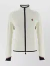 Moncler High Collar Fleece Sweatshirt With Contrast Trim In White