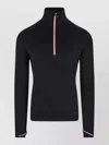 Moncler High Collar Knit Sweatshirt Contrast Trim In Black