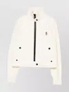 Moncler High Collar Knitted Jacket Pockets In Neutral
