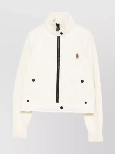 MONCLER HIGH COLLAR KNITTED JACKET POCKETS