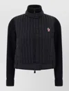 Moncler High Collar Knitted Jacket With Padded Front In Multi