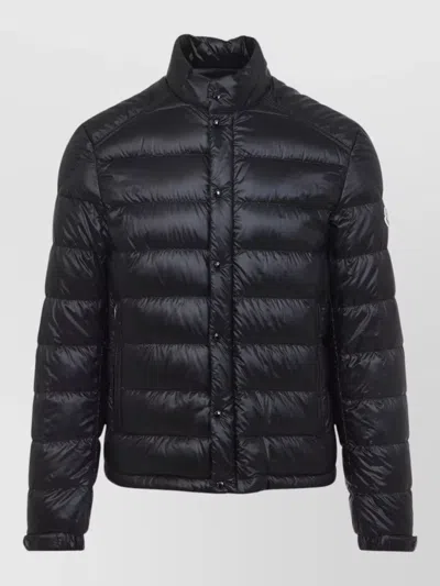 Moncler High Collar Long Sleeve Padded Jacket In Black