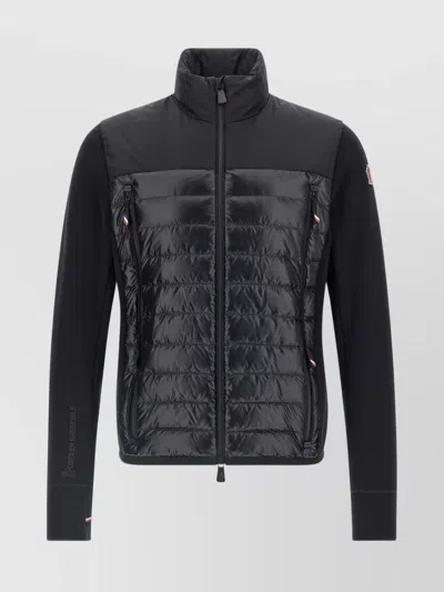 Moncler High Collar Long Sleeve Padded Sweatshirt In Black