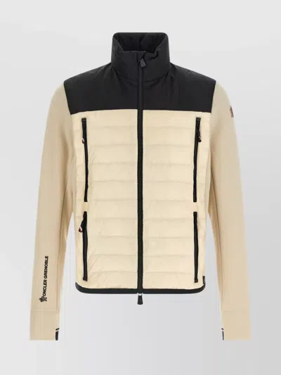 Moncler High Collar Long Sleeve Quilted Jacket In Neutral