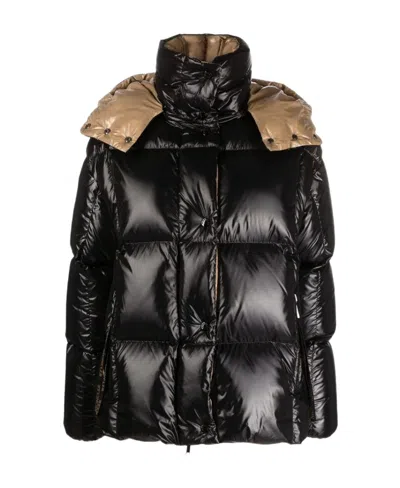 Moncler High-collar Long-sleeved Down Jacket In Black