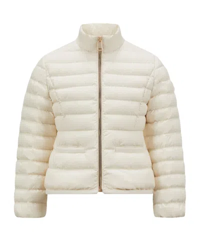 Moncler High-collar Long-sleeved Down Jacket In White