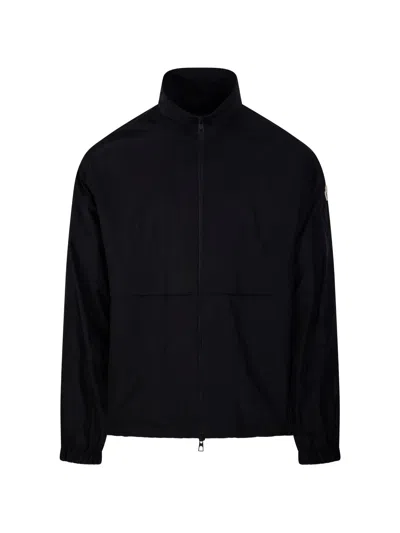 Moncler High Collar Nylon Jacket With Zip Pockets For Men In Animal Print