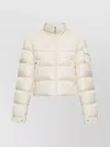 Moncler High Collar Quilted Jacket And Pockets In Neutral
