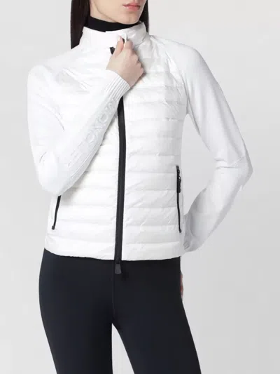 Moncler High Neck Cardigan Jacket Quilted Front In White