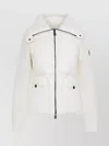 Moncler High Collar Quilted Long Sleeve Jacket In White