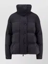 Moncler High Collar Quilted Nylon Outerwear In Blue
