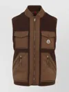 Moncler High Collar Quilted Vest Pockets In Brown