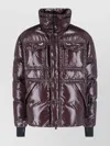 Moncler High Collar Shiny Finish Jacket Front Pockets In Purple
