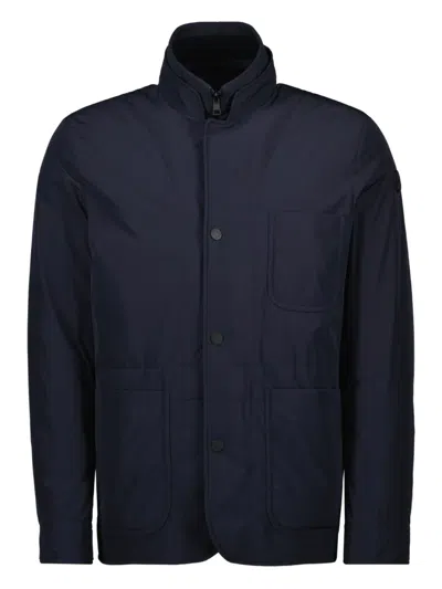 Moncler High-neck Buttoned Jacket In Blue
