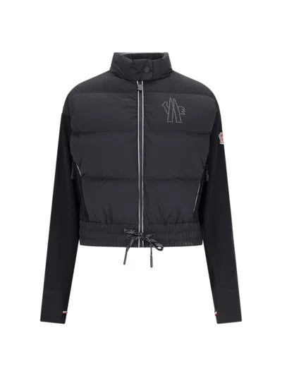 Moncler High Neck Cardigan With Rhinestones In Black