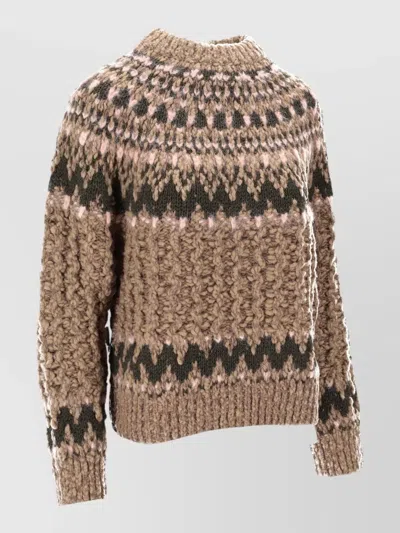 Moncler High Neck Chunky Knit Grenoble Jumper In Brown