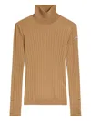 Moncler Ribbed Wool And Cashmere-blend Top In Brown
