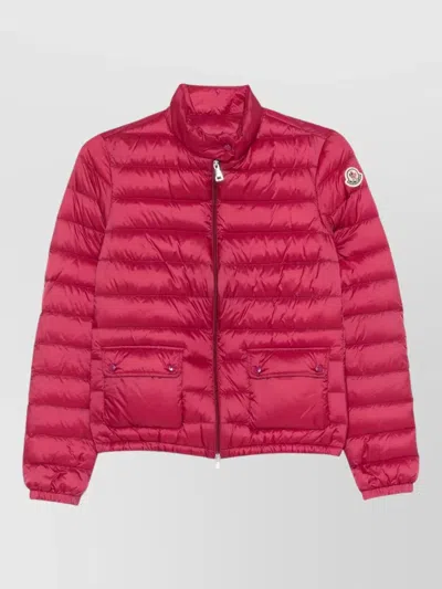 Moncler High Neck Long Sleeve Puffer Coat In Red