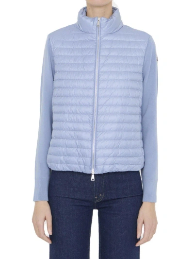 Moncler High-neck Padded Jacket In Clear Blue