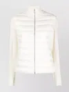 Moncler High Neck Padded Knit Cardigan In White