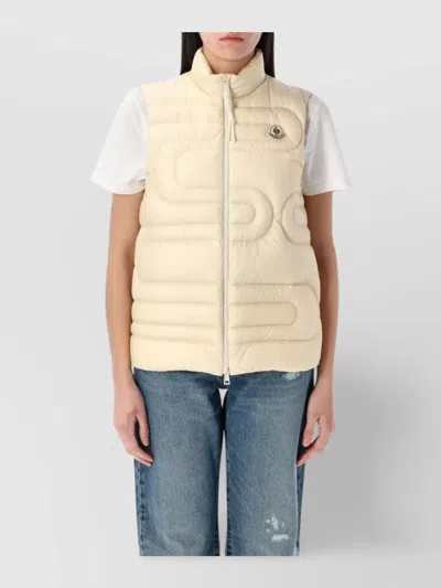 Moncler High Neck Padded Sleeveless Vest In White