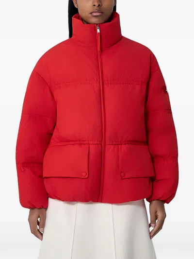 Moncler High-neck Quilted Jacket In Red