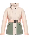 Moncler Hainets Belted Hooded Padded Color-block Ski Jacket In Pink