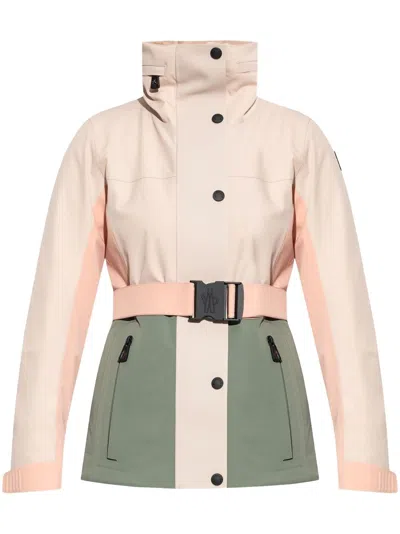 Moncler Hainets Belted Hooded Padded Color-block Ski Jacket In Multi