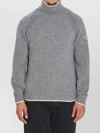 MONCLER HIGH NECK WOOL AND ALPACA KNIT SWEATER