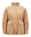 Moncler High-necked Long-sleeved Parka Coat In Brown