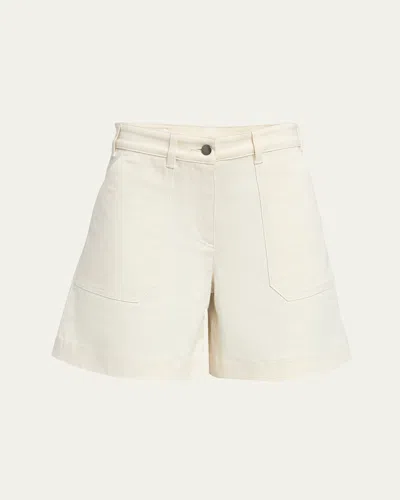 MONCLER HIGH-RISE COTTON TWILL SHORTS