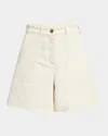 Moncler Gabardine Shorts In Light Beige