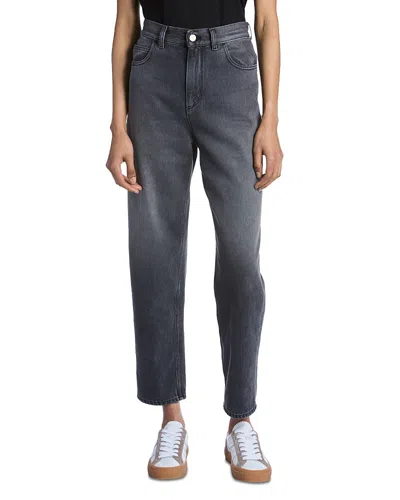 MONCLER HIGH RISE CROPPED TAPERED JEANS IN GREY