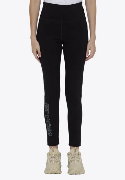 Moncler High-rise Logo Leggings In Black