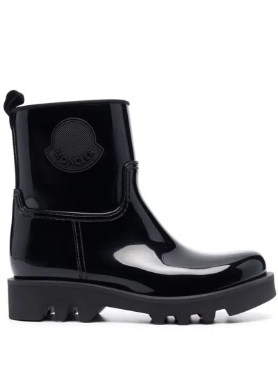 Moncler High-shine Finish Ankle Boots In Black