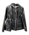 Moncler High Shine Hooded Parka In Black