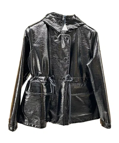 Moncler High Shine Hooded Parka In Black