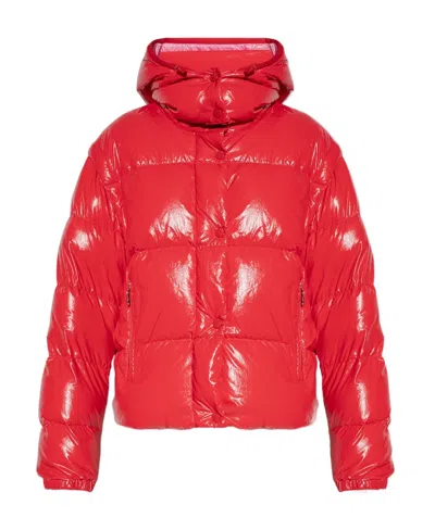 Moncler High-shine Padded Jacket In Red